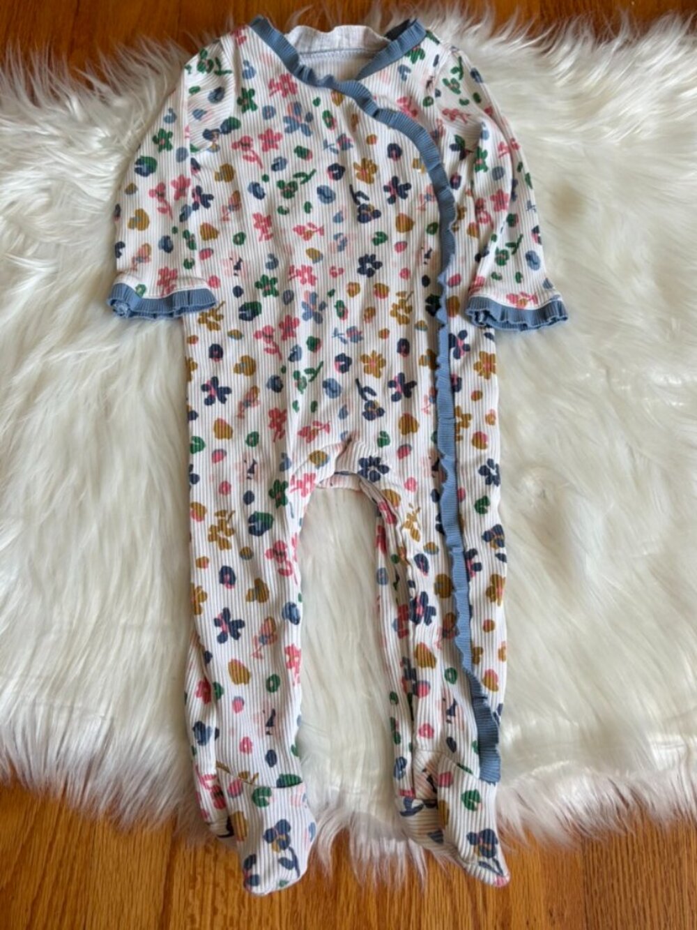 MudPie Baby Girl Sleeper Rainbow Leopard 3-6 Months